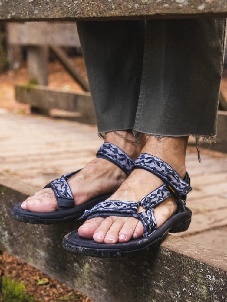 A pair of Teva sandals